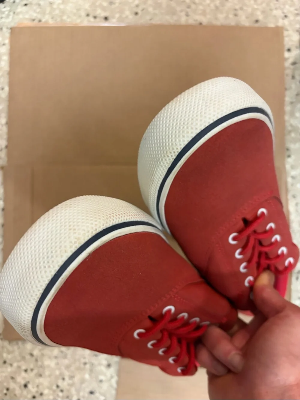 Sperry Men's Red Lace-Up Boat Shoes with White Trim